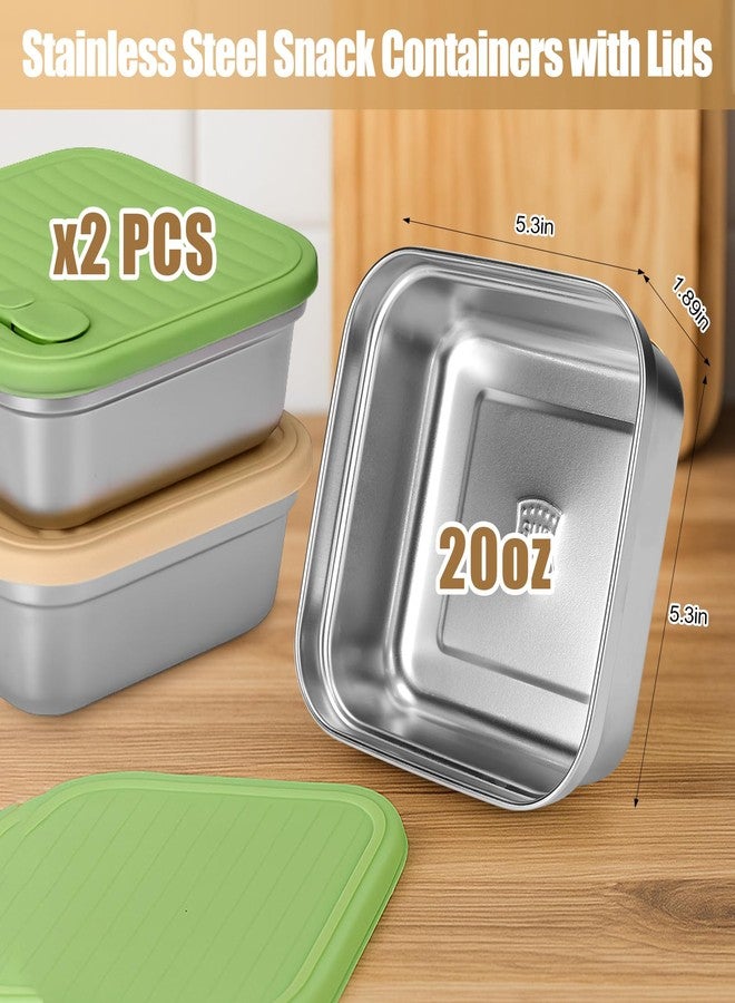 Solldgt 2 Pack Stainless Steel Sandwich Containers - Food Grade Sandwich Box with Lid, Reusable Metal Meal Prep Lunch Boxes, Food Storage Containers for Sandwiches, Snacks, Fruits - Image 2